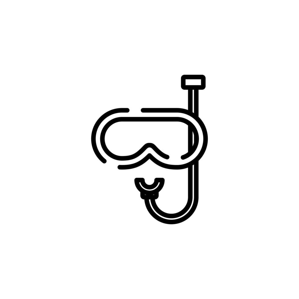 masque de plongée, tuba, maillots de bain, plongée avec tuba modèle de logo d'illustration vectorielle d'icône de ligne pointillée. adapté à de nombreuses fins. vecteur