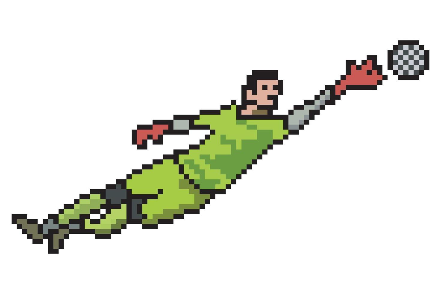 joueur de football gardien de but pixel art. vecteur