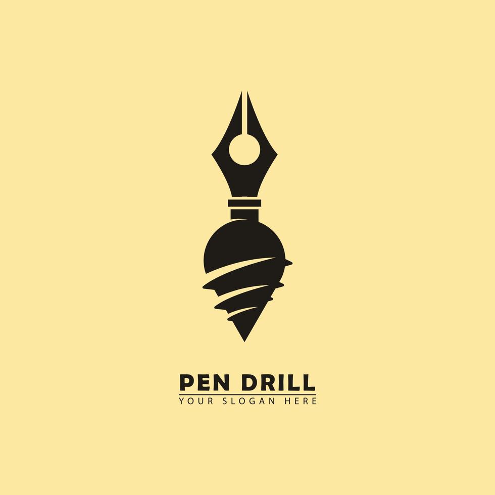 illustration vectorielle d'une icône de logo de stylo de forage combiné vecteur