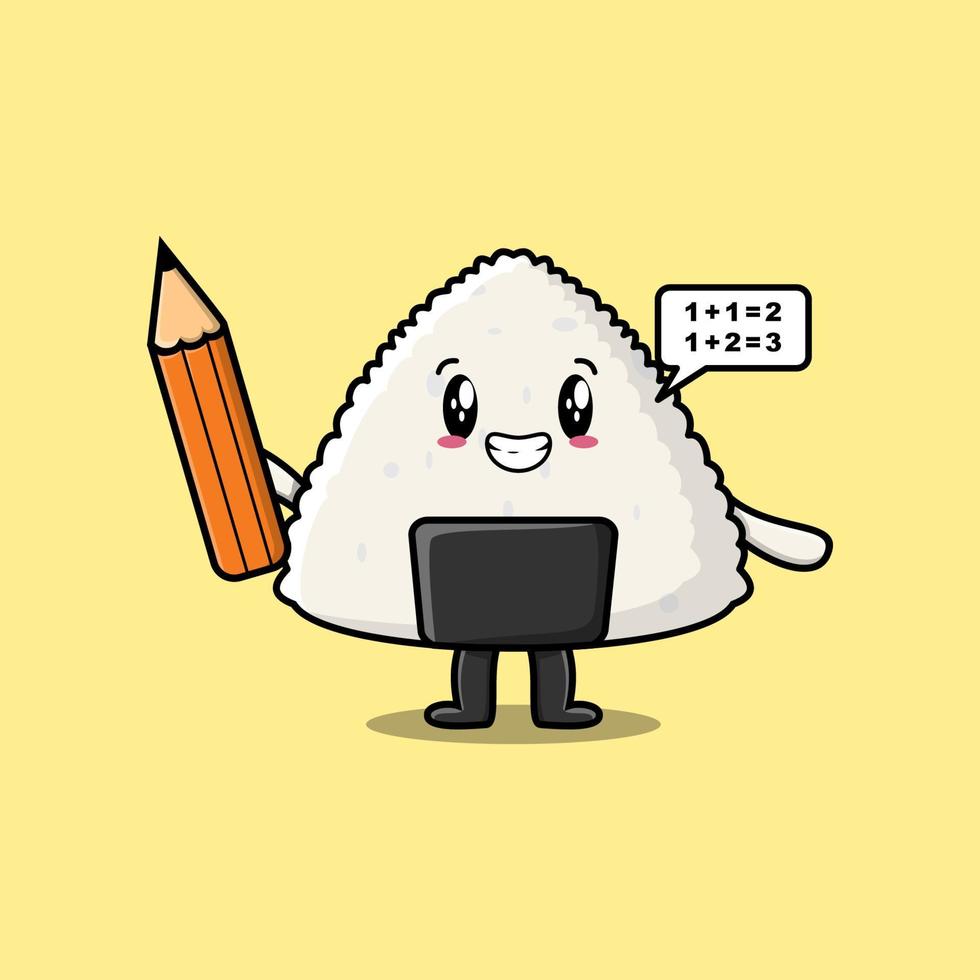 riz sushi japonais dessin animé mignon étudiant intelligent vecteur