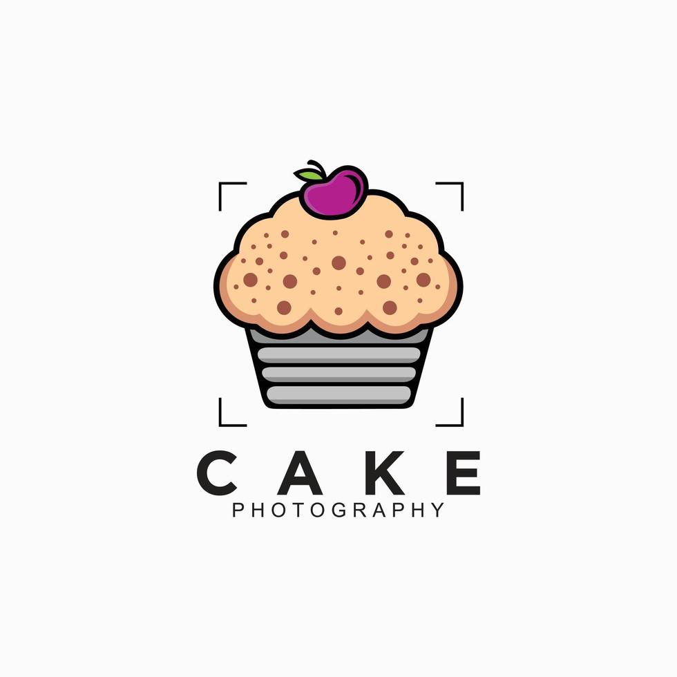 concept de conception de logo de photographie de gâteau vecteur