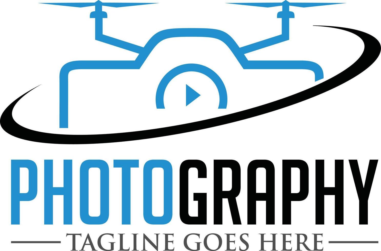 création de logo de photographie avec concept de drone vecteur