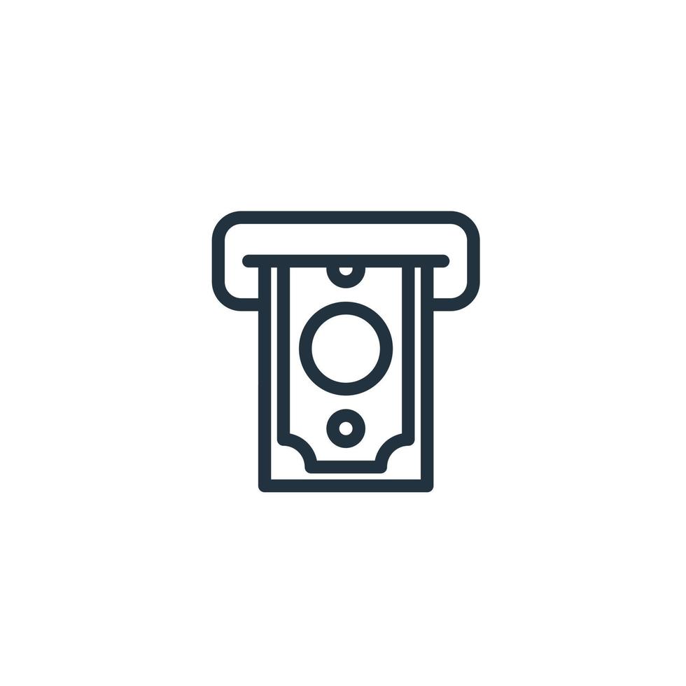 icône de retrait d'argent isolé sur fond blanc. symbole de retrait de billets de banque atm pour application web et mobile. vecteur