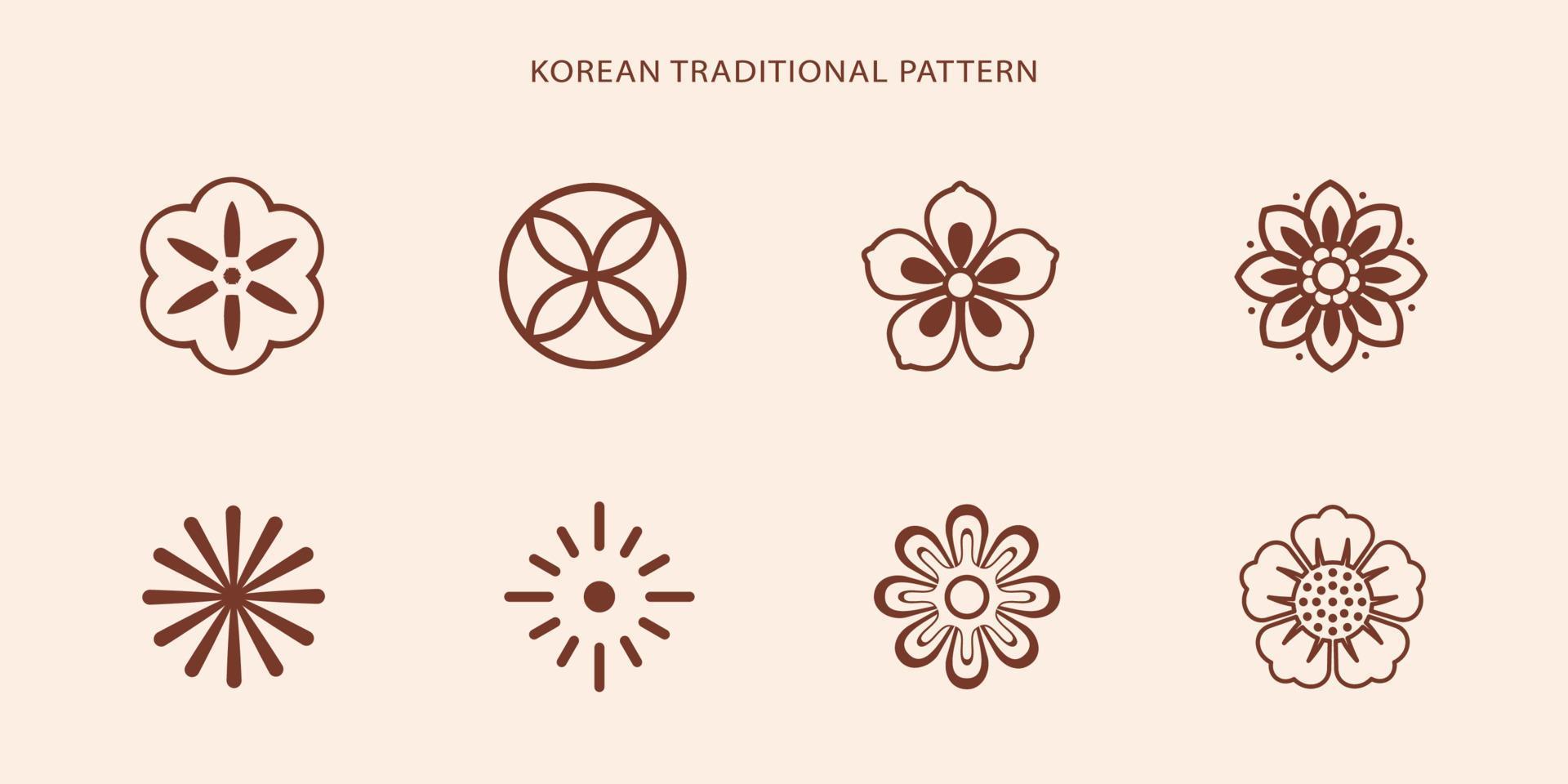 motif de ligne traditionnel coréen. façon asiatique. corée, jeu de symboles de chine vecteur