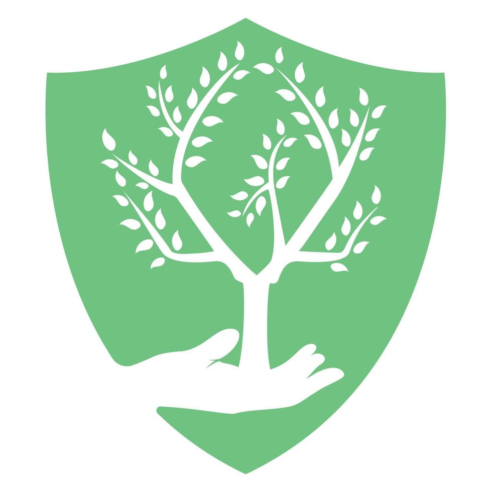 création de logo vectoriel arbre dans la main. logo de produits naturels. icône de cosmétiques. logo du spa.