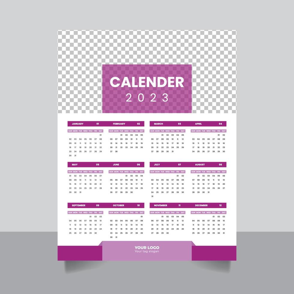 2023 nouvel an simple calendrier mural planificateur modèle conception illustration vectorielle vecteur