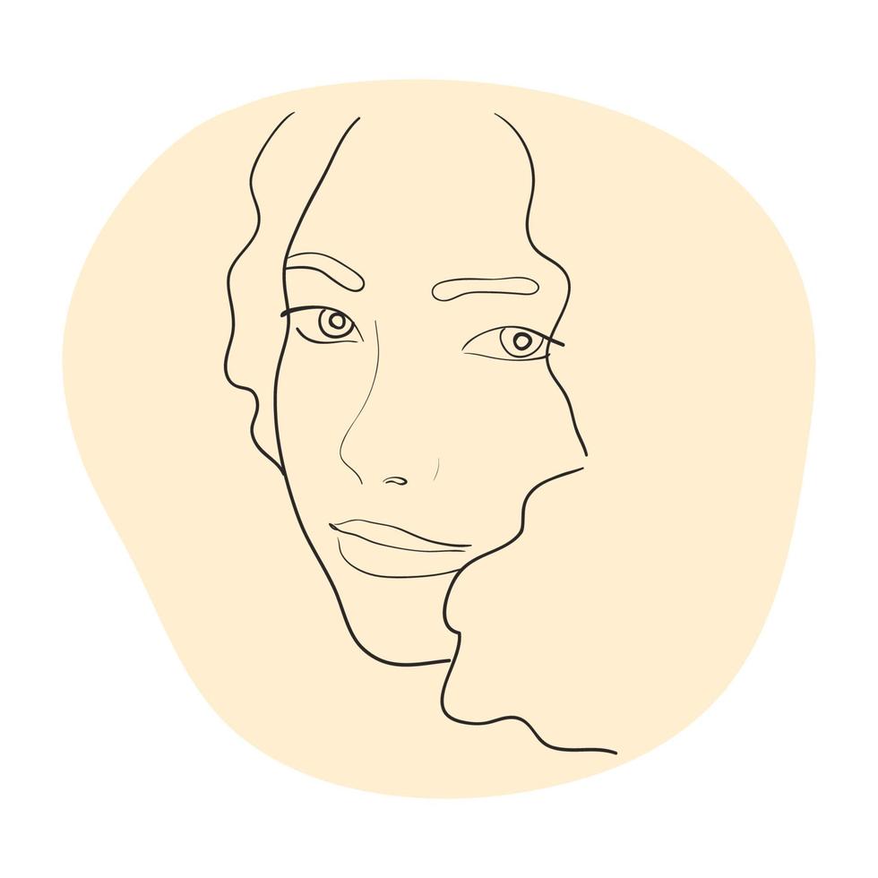girl teen doodle romantique portrait silhouette femme icône minimaliste. vecteur