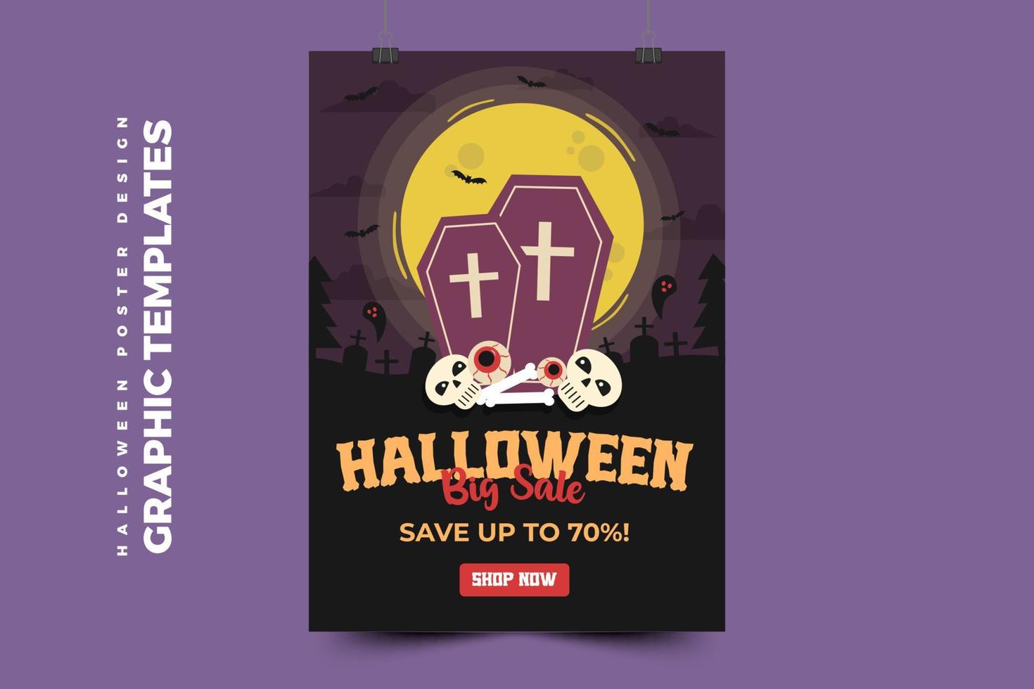 modèle de conception graphique sur le thème d'halloween facile à personnaliser design simple et élégant vecteur