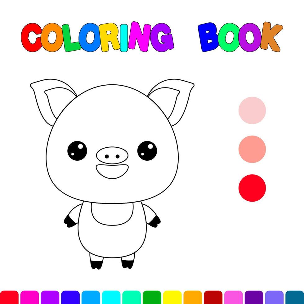 livre de coloriage avec un cochon.page de coloriage pour les enfants.jeux éducatifs pour les enfants d'âge préscolaire. feuille de travail vecteur