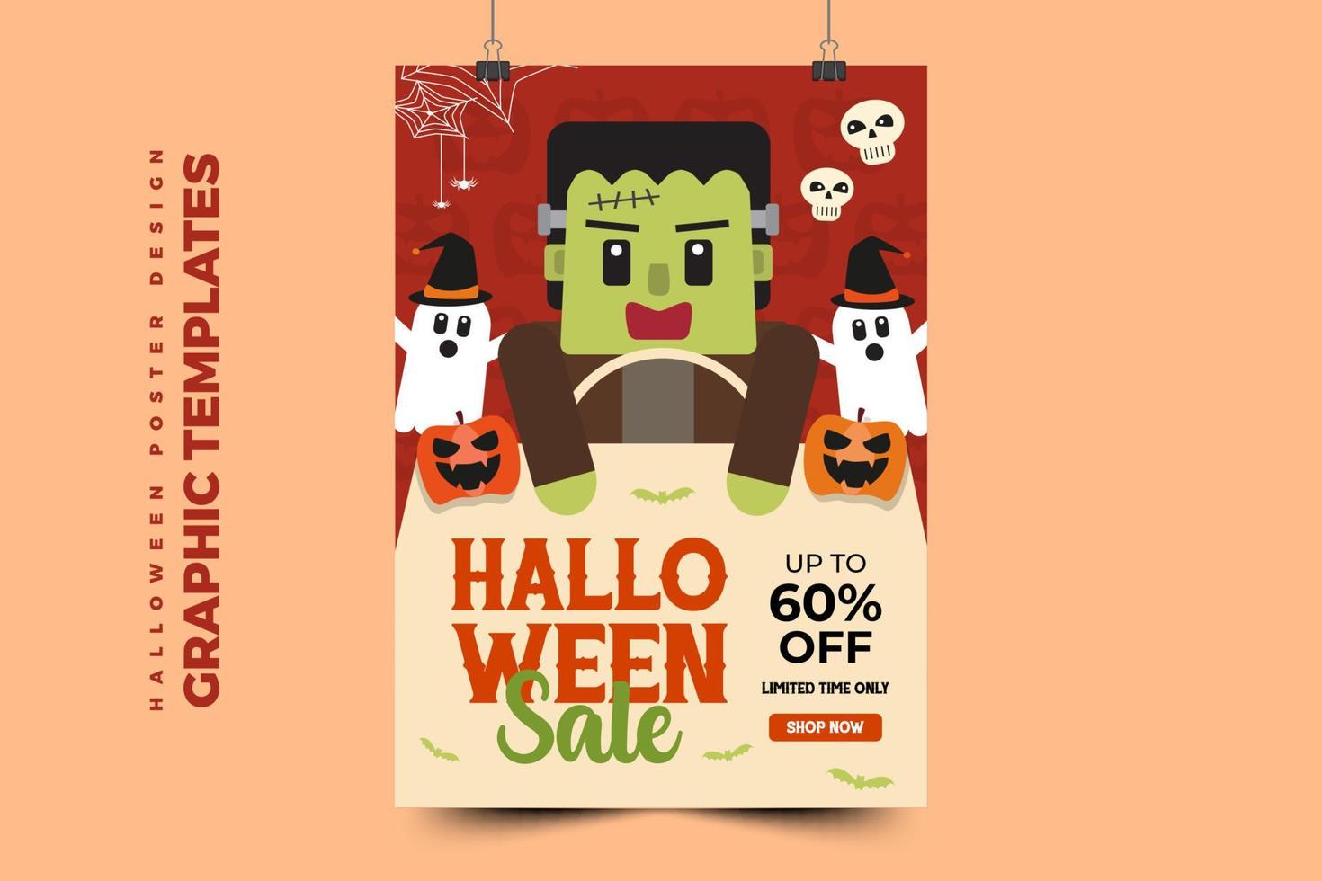 modèle de conception graphique sur le thème d'halloween facile à personnaliser design simple et élégant vecteur