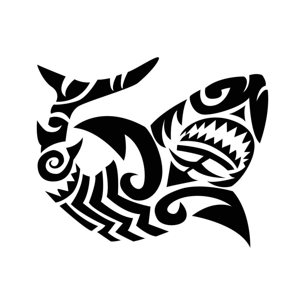graphique tribal de tatouage de grand requin vecteur