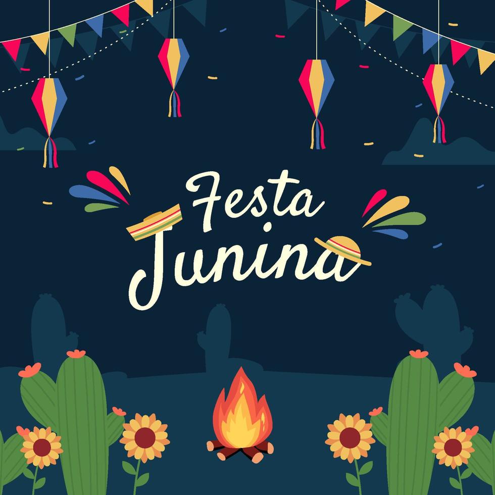 illustration de la festa junina - fête traditionnelle du festival de juin du brésil. illustration vectorielle vecteur