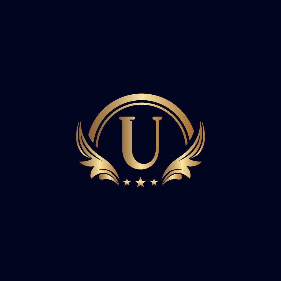 lettre de luxe u logo royal gold star vecteur