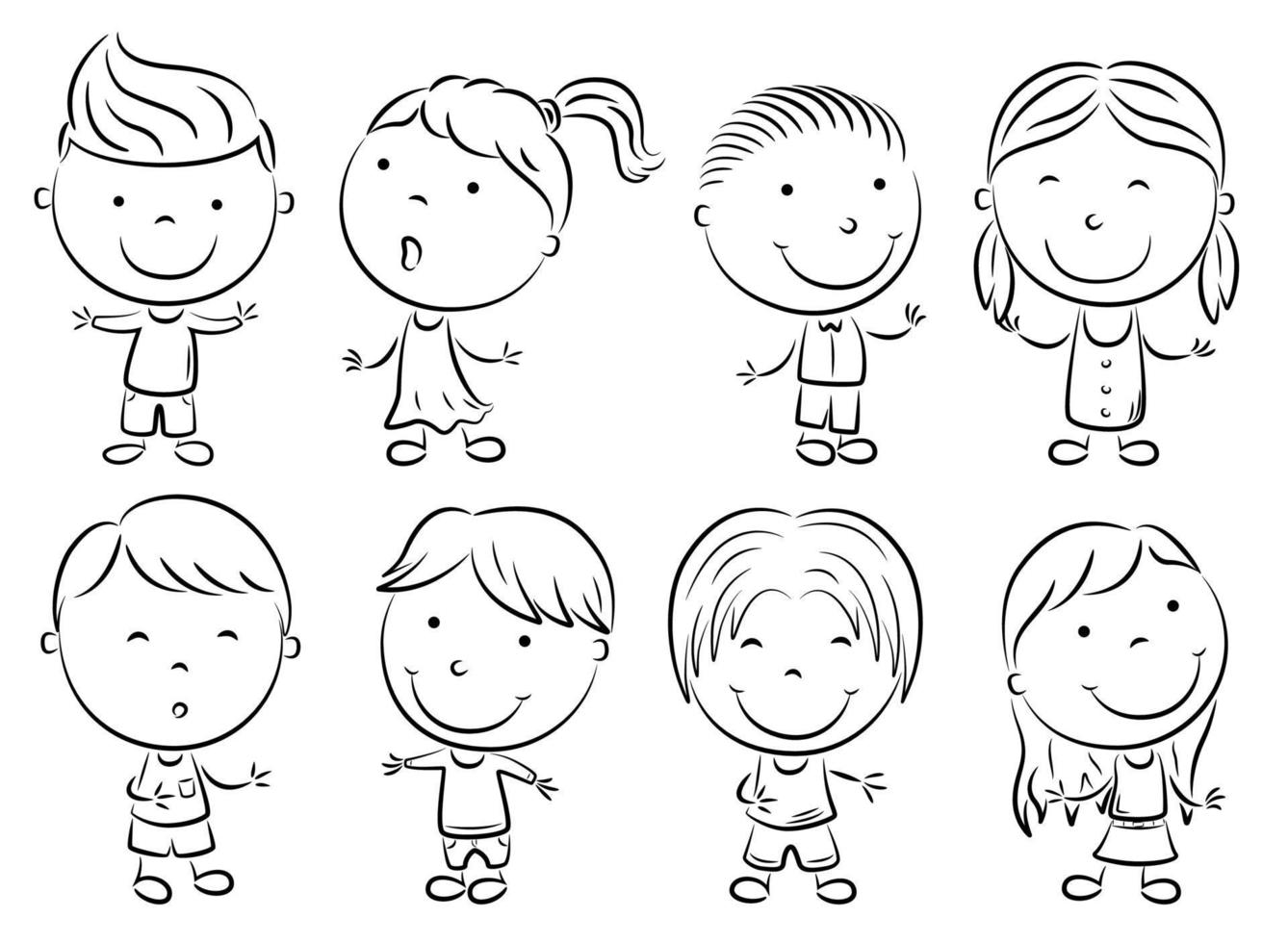 illustration vectorielle de doodle dessin animé enfants heureux vecteur