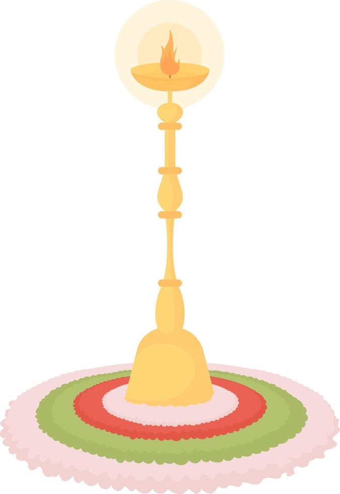 porte-bougie rangoli objet vectoriel de couleur semi-plat. élément modifiable. article de taille normale sur blanc. illustration de style dessin animé simple décoration diwali or pour la conception graphique et l'animation web