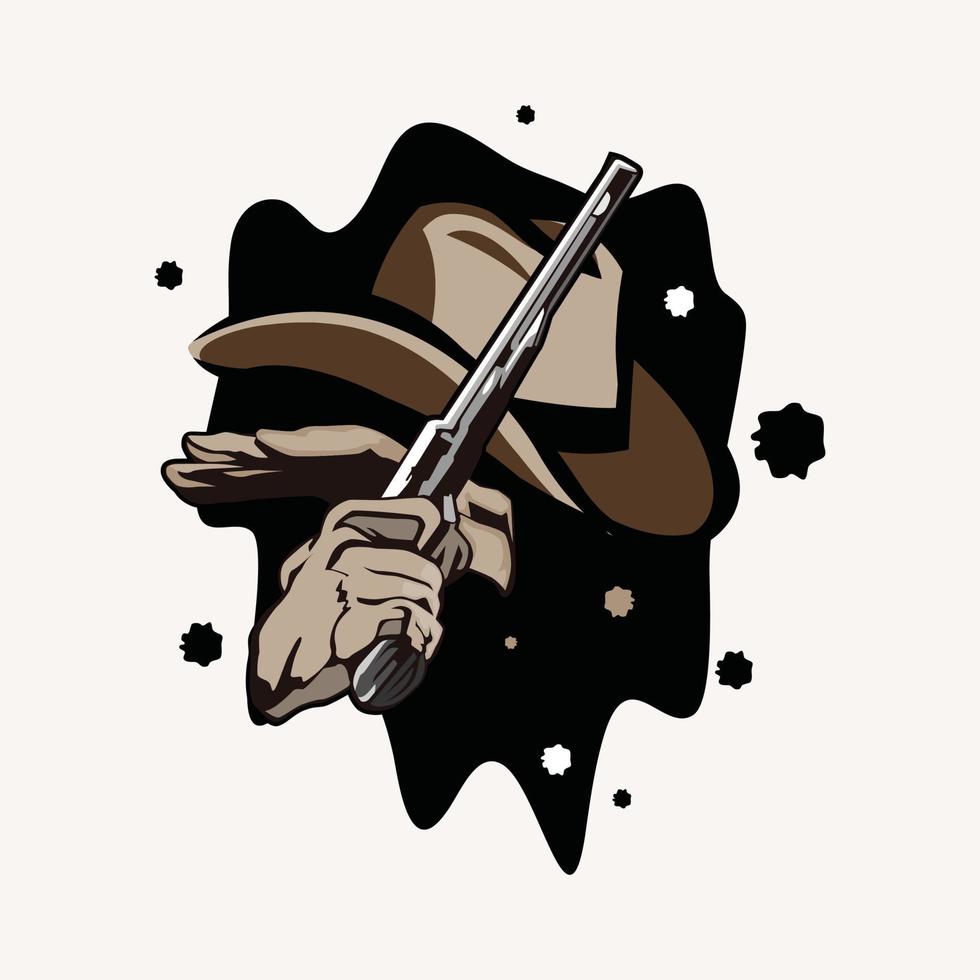 main tirer pistolet cowboy illustration vecteur