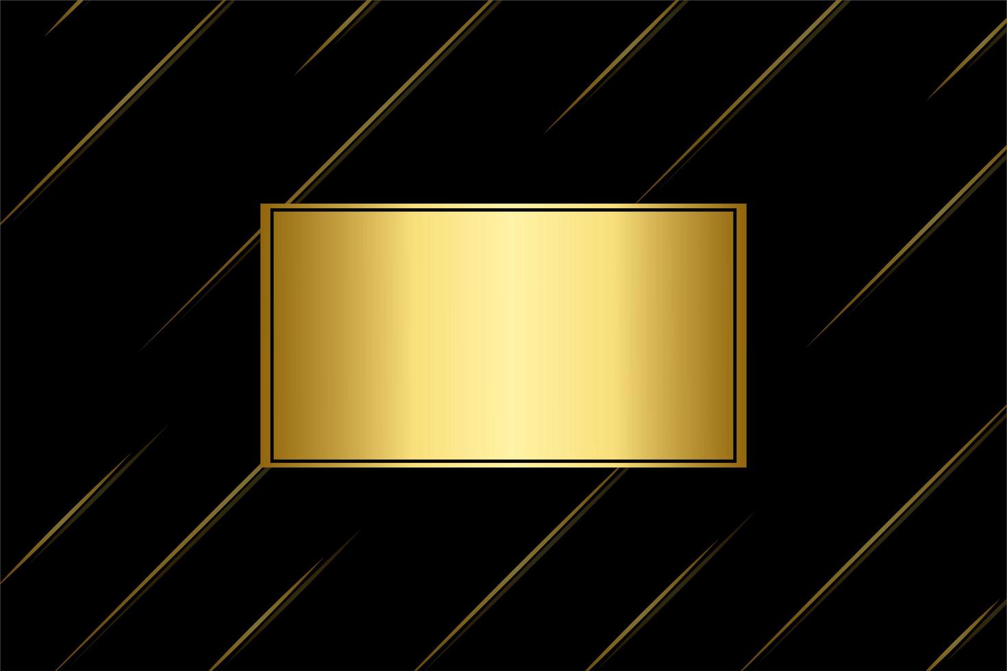 cadre rectangle doré et lignes diagonales sur fond noir vecteur