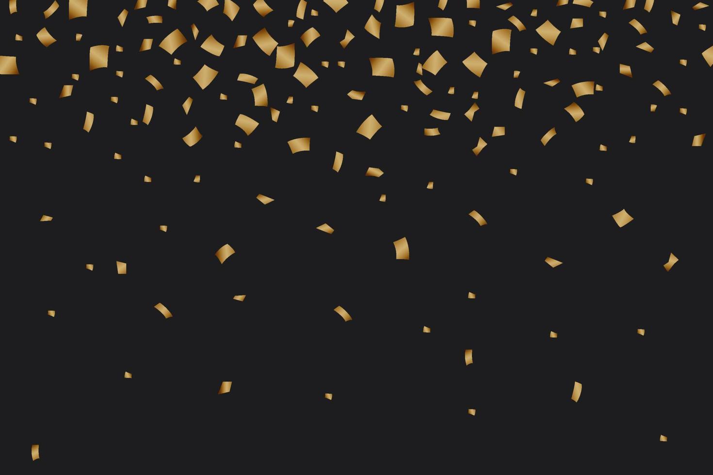 Fête de luxe de confettis dorés sur fond noir vecteur