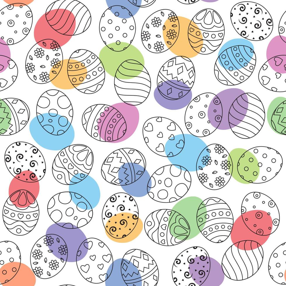 doodle d'oeufs de pâques set collection avec des ornements et des oeufs colorés sur fond blanc vecteur