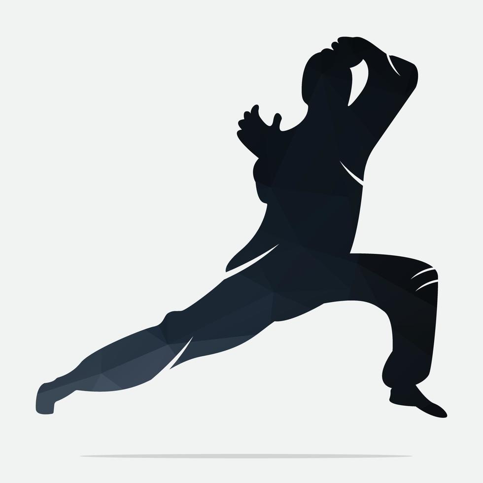 logo de sport de karaté. vecteur de silhouette d'art martial, création de logo de sport de combat.