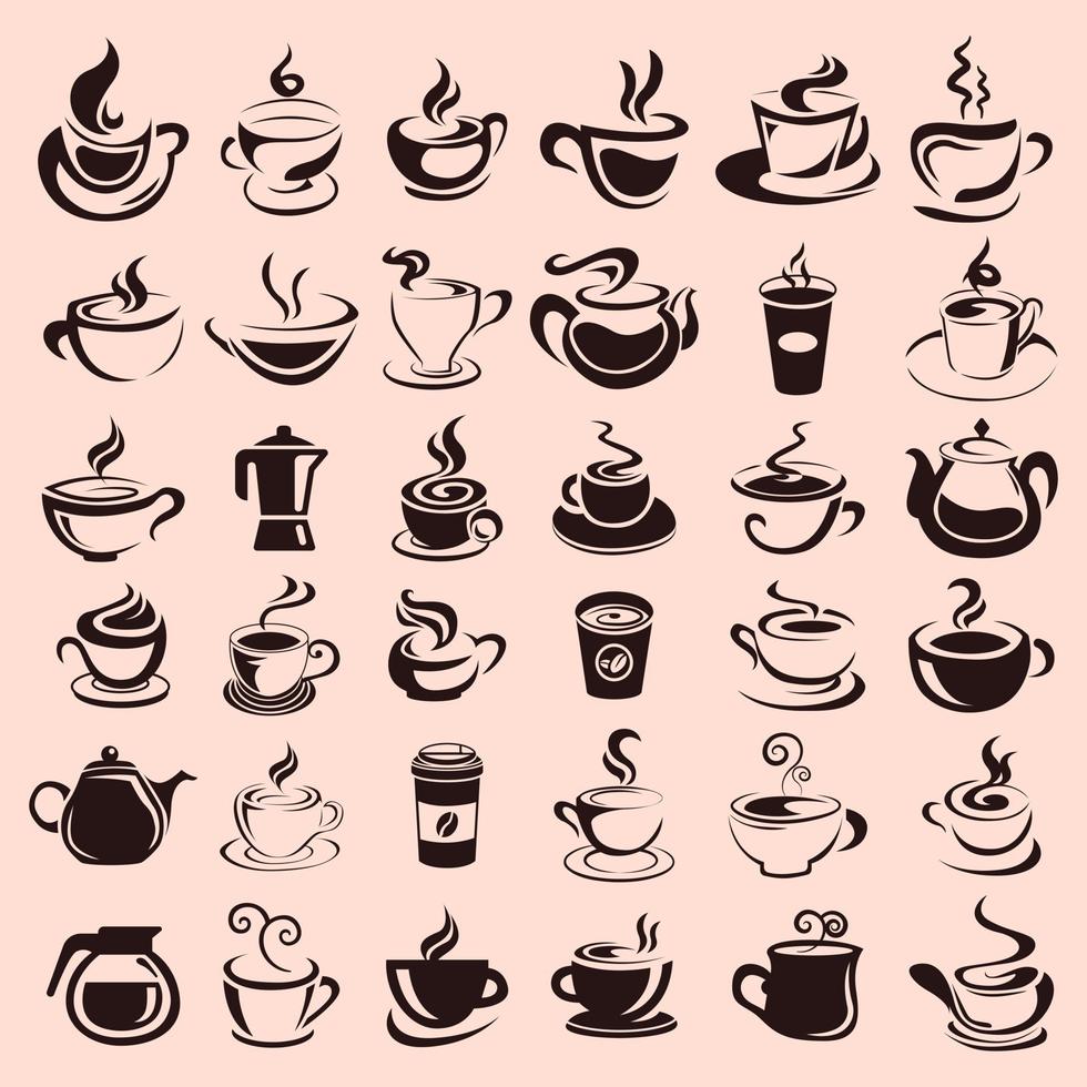 jeu d'icônes de café. logo du café. illustration vectorielle vecteur