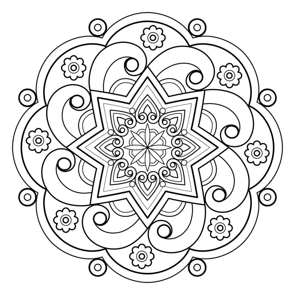 mandala art numérique motif art sur le mur livre de coloriage motif de dentelle le tatouage conception pour un papier peint peinture chemise et carrelage pochoir autocollant conception cercle décoratif ornement dans un style oriental ethnique vecteur