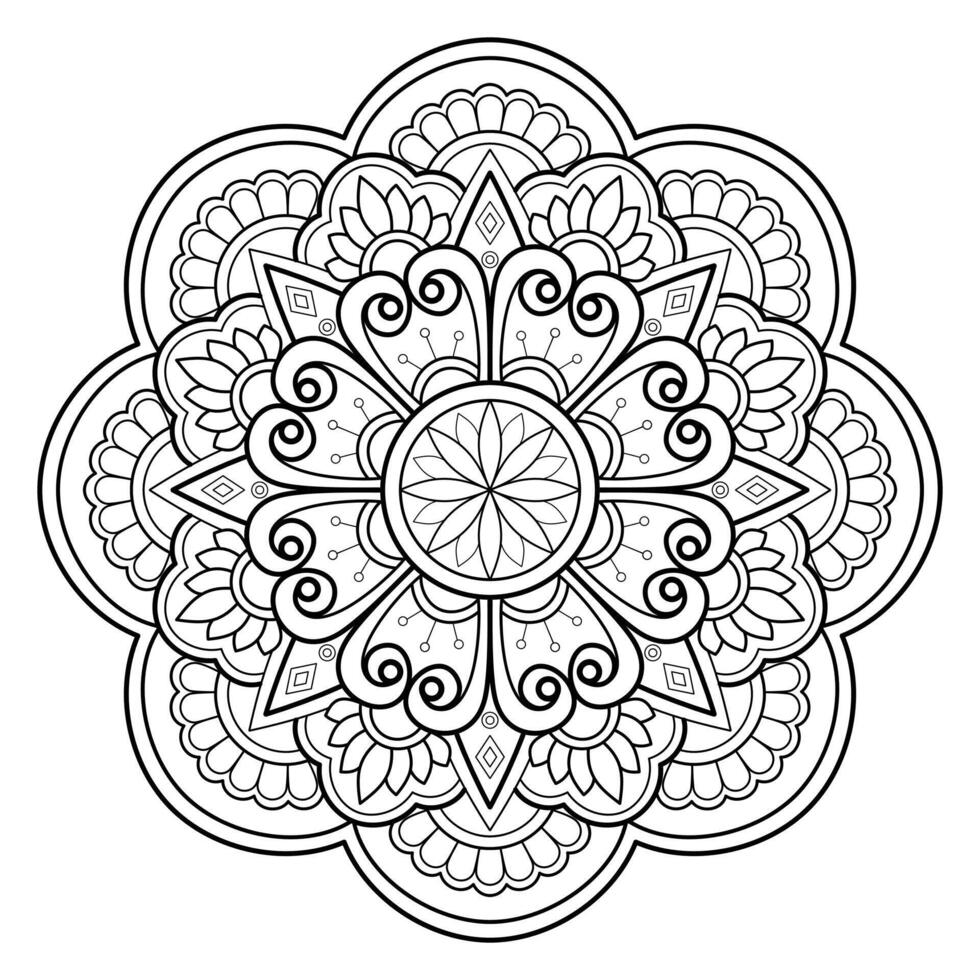 mandala art numérique motif art sur le mur livre de coloriage motif de dentelle le tatouage conception pour un papier peint peinture chemise et carrelage pochoir autocollant conception cercle décoratif ornement dans un style oriental ethnique vecteur