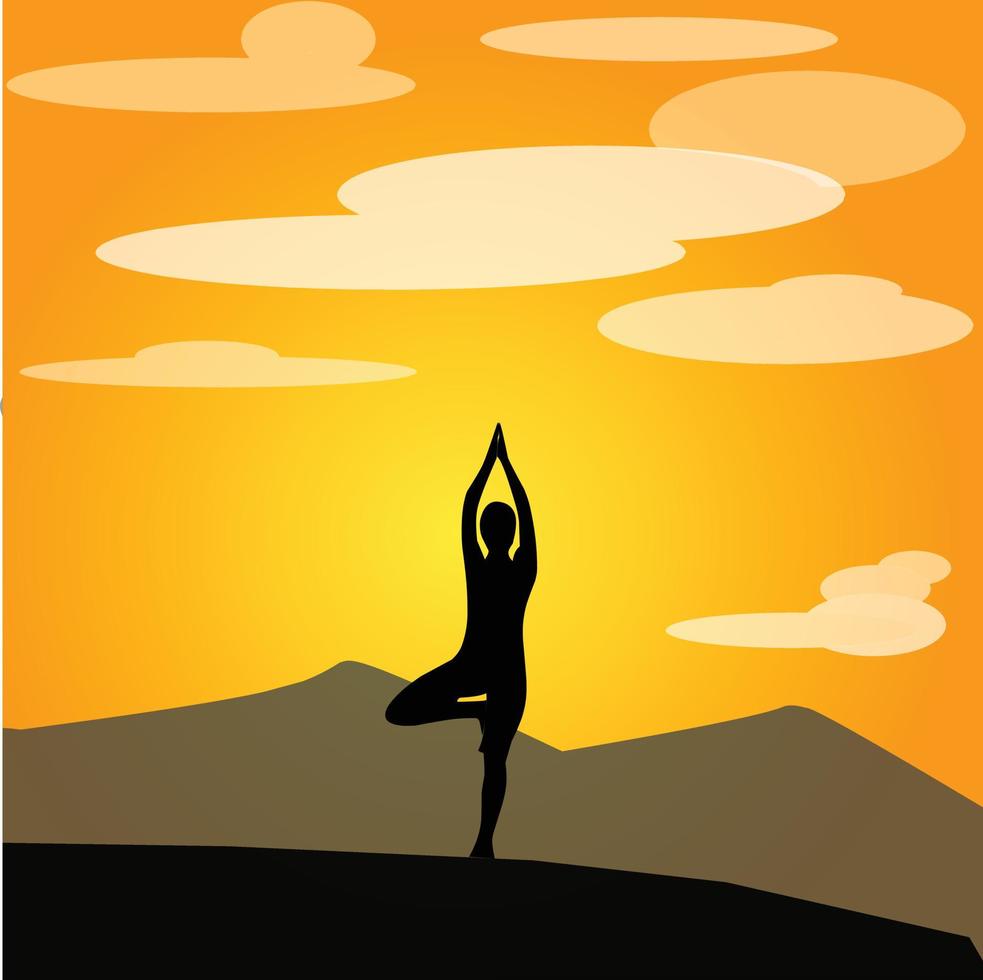 image vectorielle silhouette de quelqu'un faisant du yoga faite avec un design simple ou plat vecteur