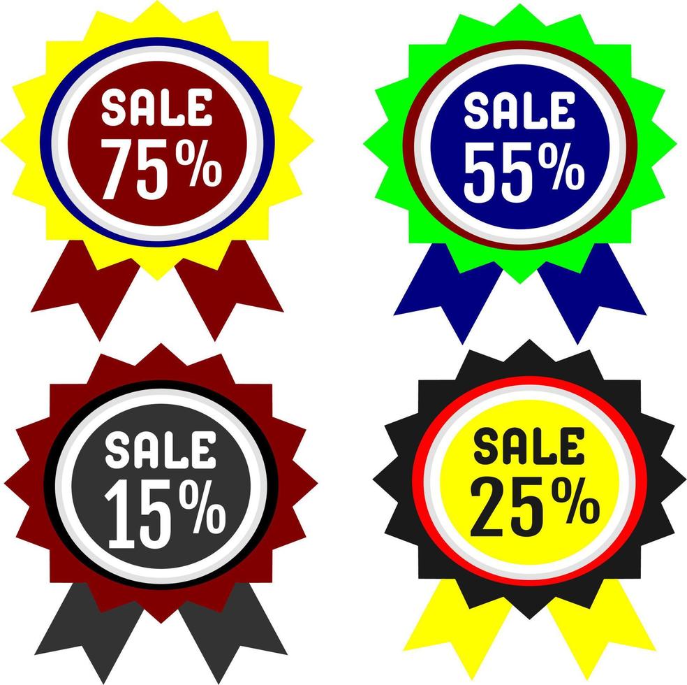 insigne promotionnel d'offres spéciales de super vente pour l'offre saisonnière, la promotion, la publicité. illustration vectorielle pour cent rouge noir blanc jaune vert vecteur