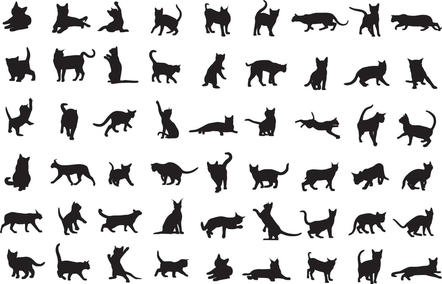 jeu de silhouettes de chats vecteur