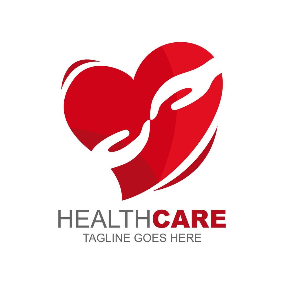 santé et médecine logo.icon. avec la forme de l'amour et des mains se tenant. illustration vectorielle. modifiable vecteur
