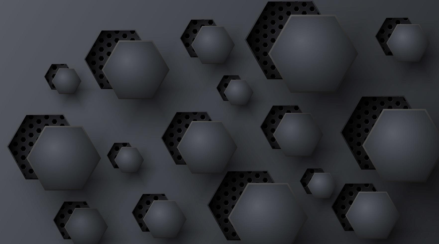 relief découpé hexagone noir motif abstrait vecteur