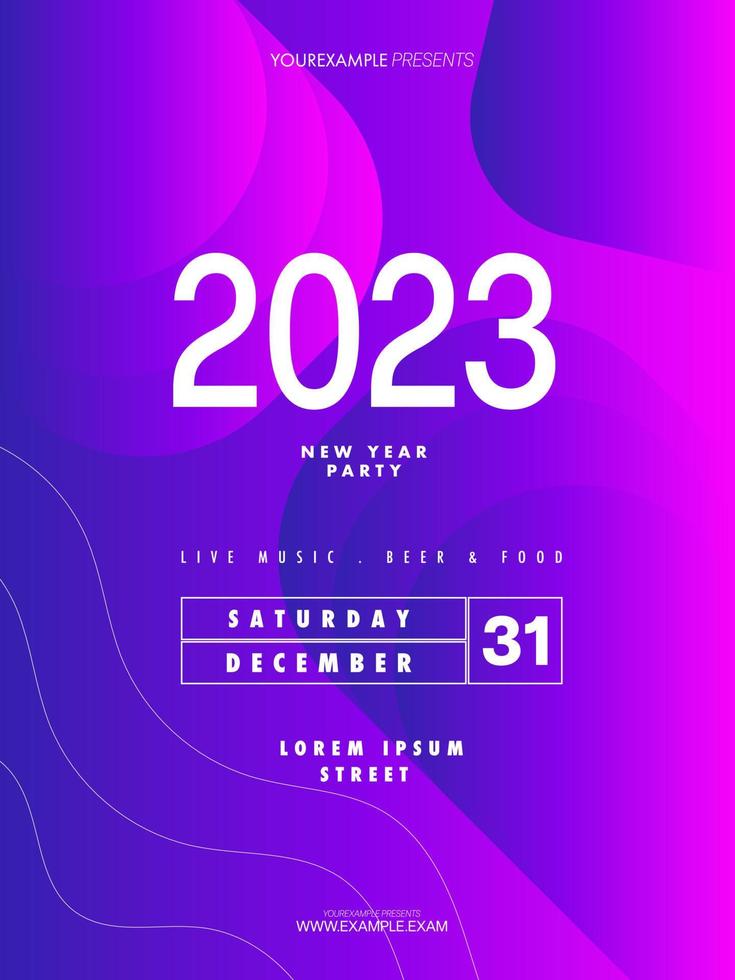 modèle abstrait d'affiche de fête du nouvel an 2023. fond de flyer abstrait liquide vecteur