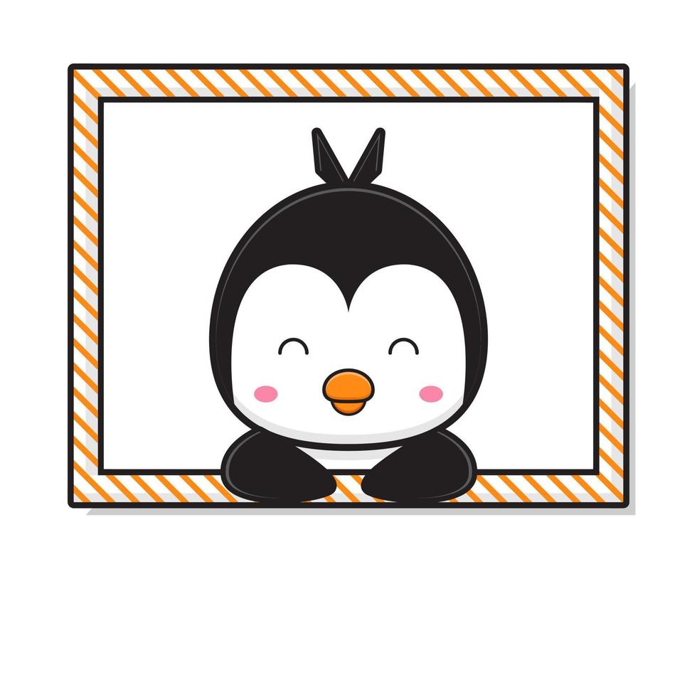 mignon pingouin est allongé sur la fenêtre doodle mascotte icône dessin animé illustration design isolé style dessin animé plat vecteur