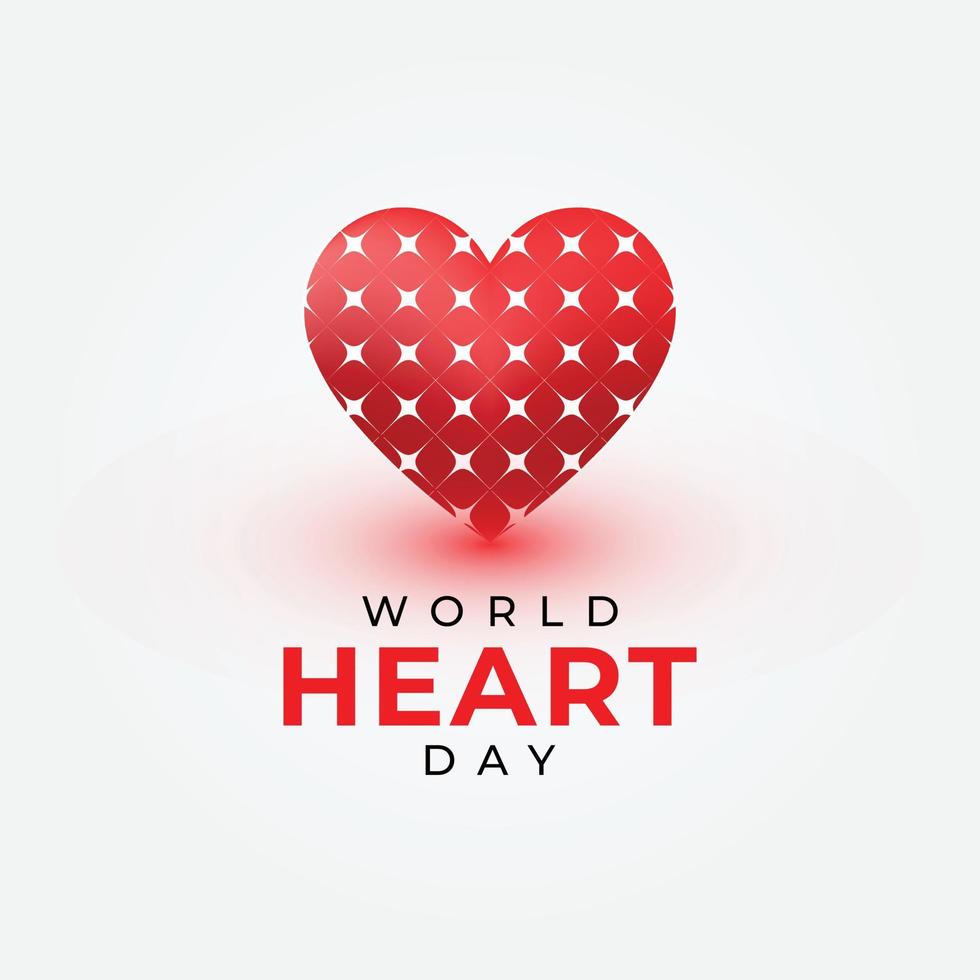 concept de conception de fond de bannière de médias sociaux de la journée mondiale du coeur avec un coeur réaliste vecteur
