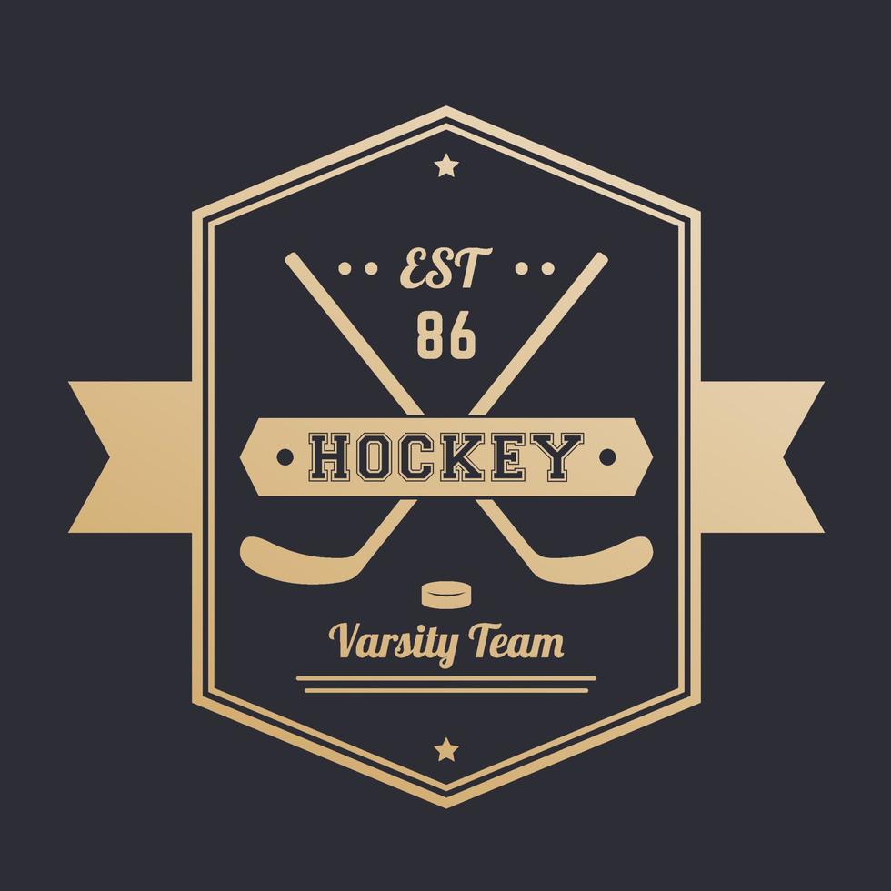 emblème vintage de hockey, logo, insigne vecteur