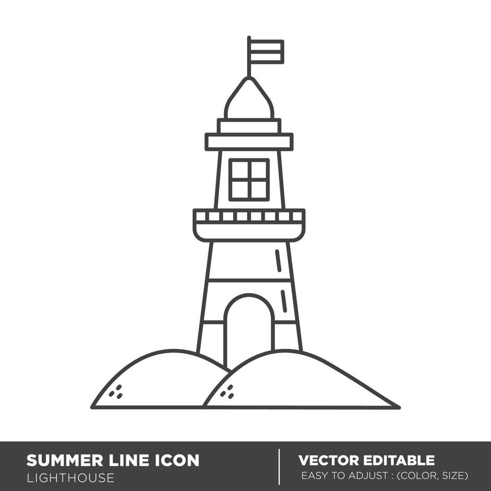 phare, icône, ligne, art, style, vecteur, illustration vecteur