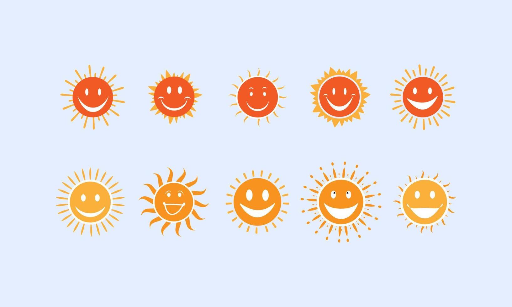 joli soleil. emoji heureux ensoleillé de dessin animé vecteur