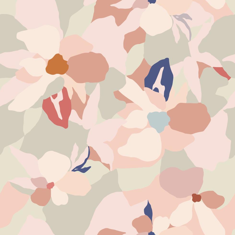 fleur de vecteur avec des couches de couleur pastel illustration motif de répétition sans couture
