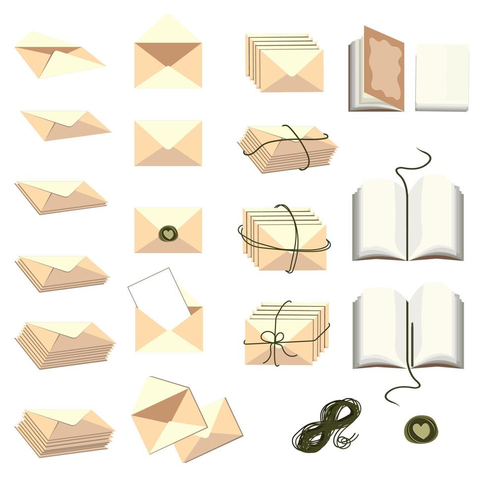 enveloppes et agendas set vector illustration isolé sur fond blanc