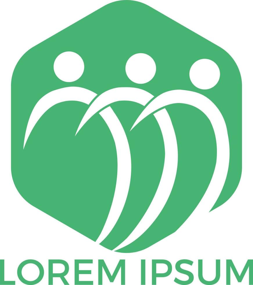 groupe de personnages humains et création de logo vectoriel d'équipe. logo d'entreprise et communautaire. symbole de travail d'équipe. logo social. icône de personnes de partenariat.