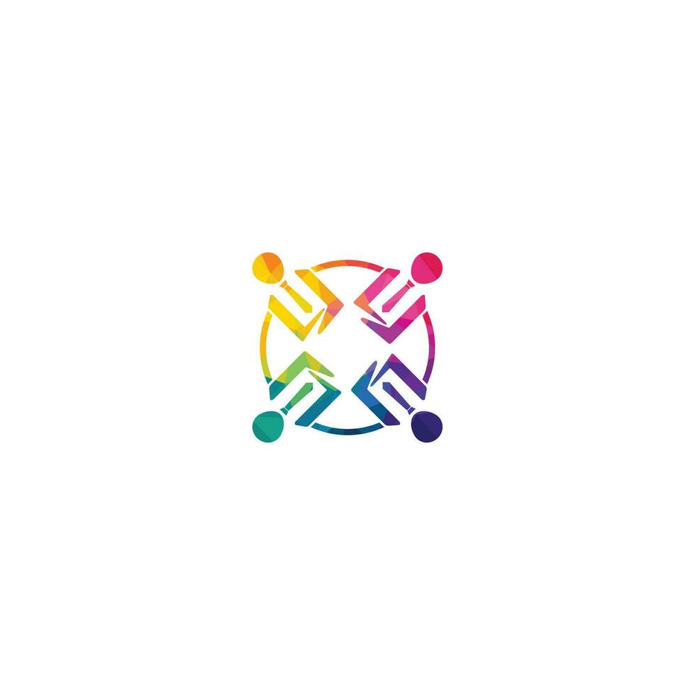logo abstrait de la communauté. logo de gens heureux. symbole de travail d'équipe. logo social. icône de personnes de partenariat. vecteur