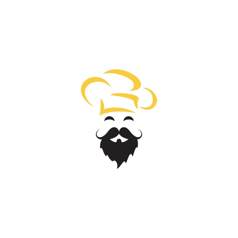 création de logo vectoriel de chef cuisinier. chef cuisinier avec logo vectoriel moustache et barbe.