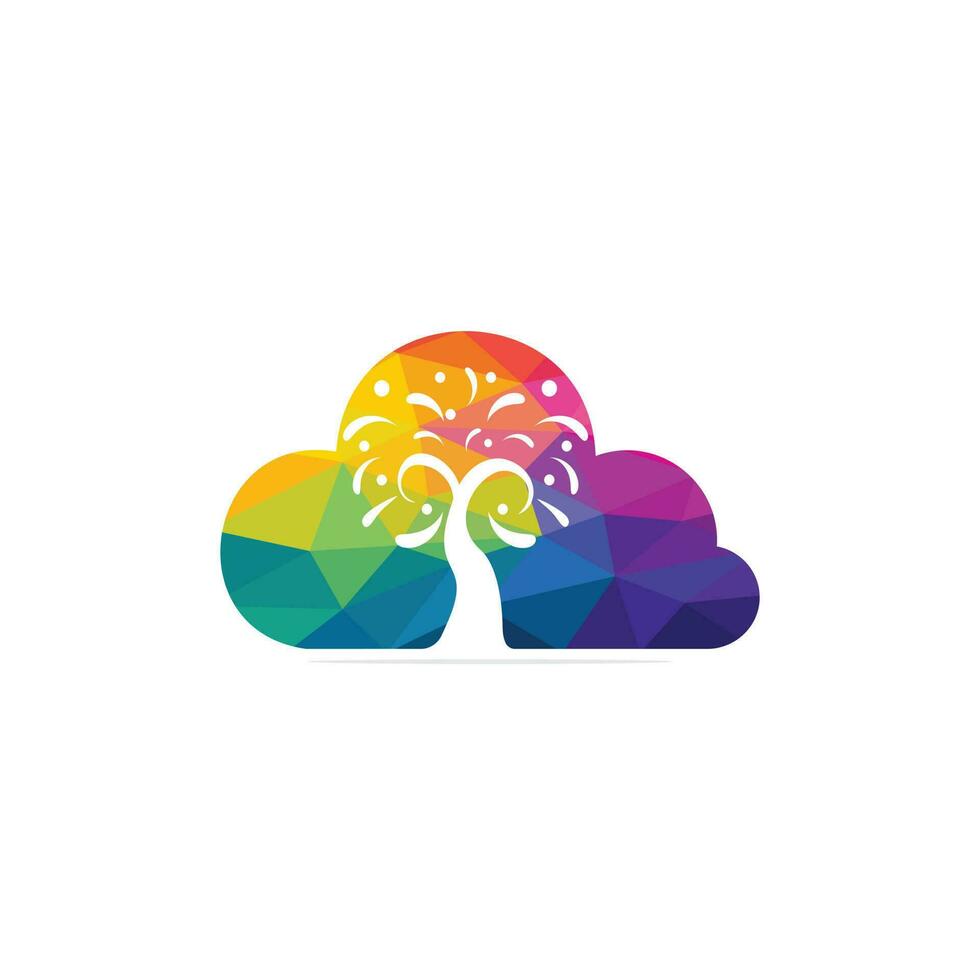 création de logo vectoriel arbre nuage coloré.
