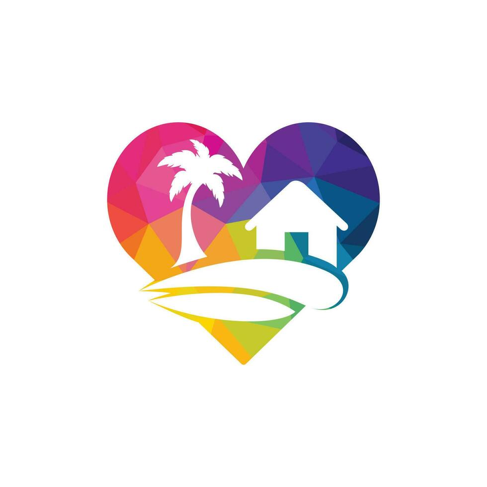 création de logo d'amour de plage. création de logo de station balnéaire. vecteur
