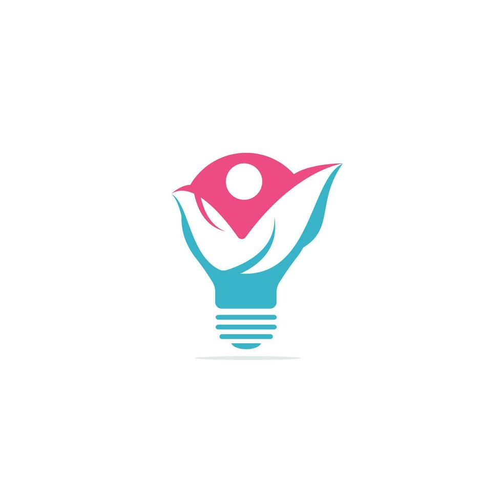 création de logo de solution d'ampoule. logo d'idée de personnes, création de logo écologique, social et humain. vecteur