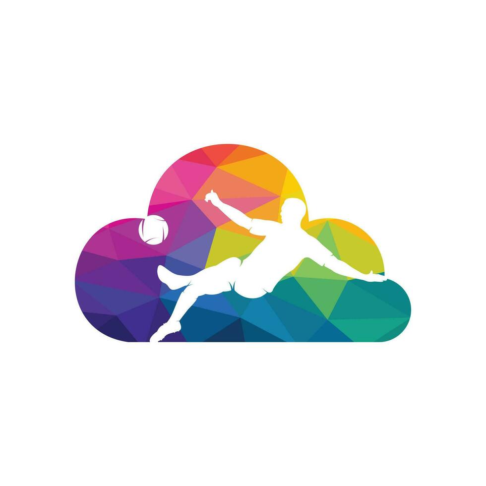 football et joueur de football création vectorielle de logo en forme de nuage pour homme. joueur de football moderne en logo d'action. vecteur