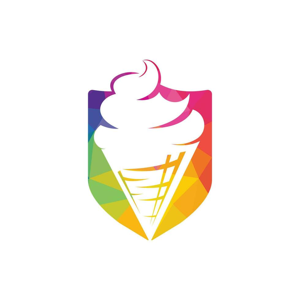 crème glacée dans le logo du cône de gaufre. icône de vecteur de cône de crème glacée.