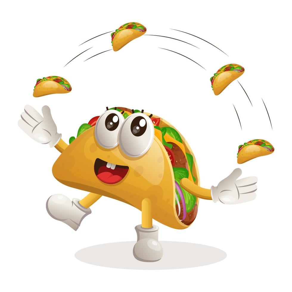 adorable mascotte de taco freestyle avec des tacos vecteur