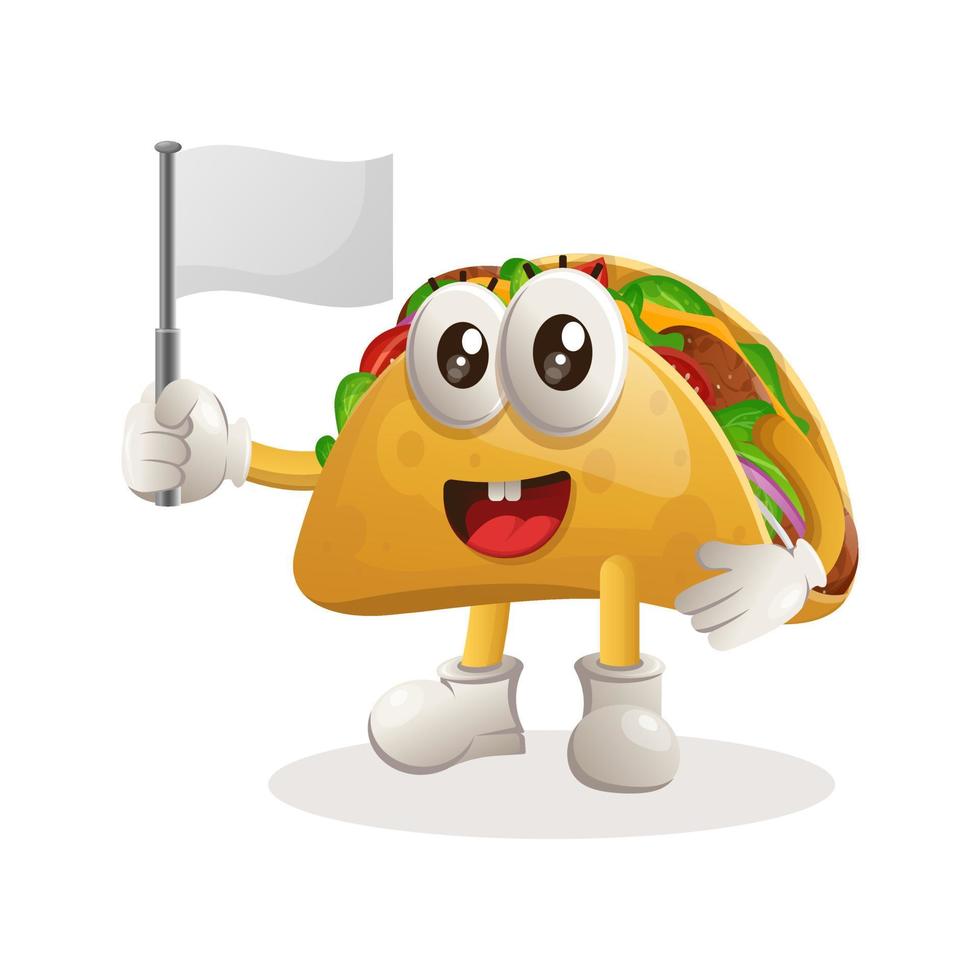 taco mignon agitant un drapeau vide blanc vecteur